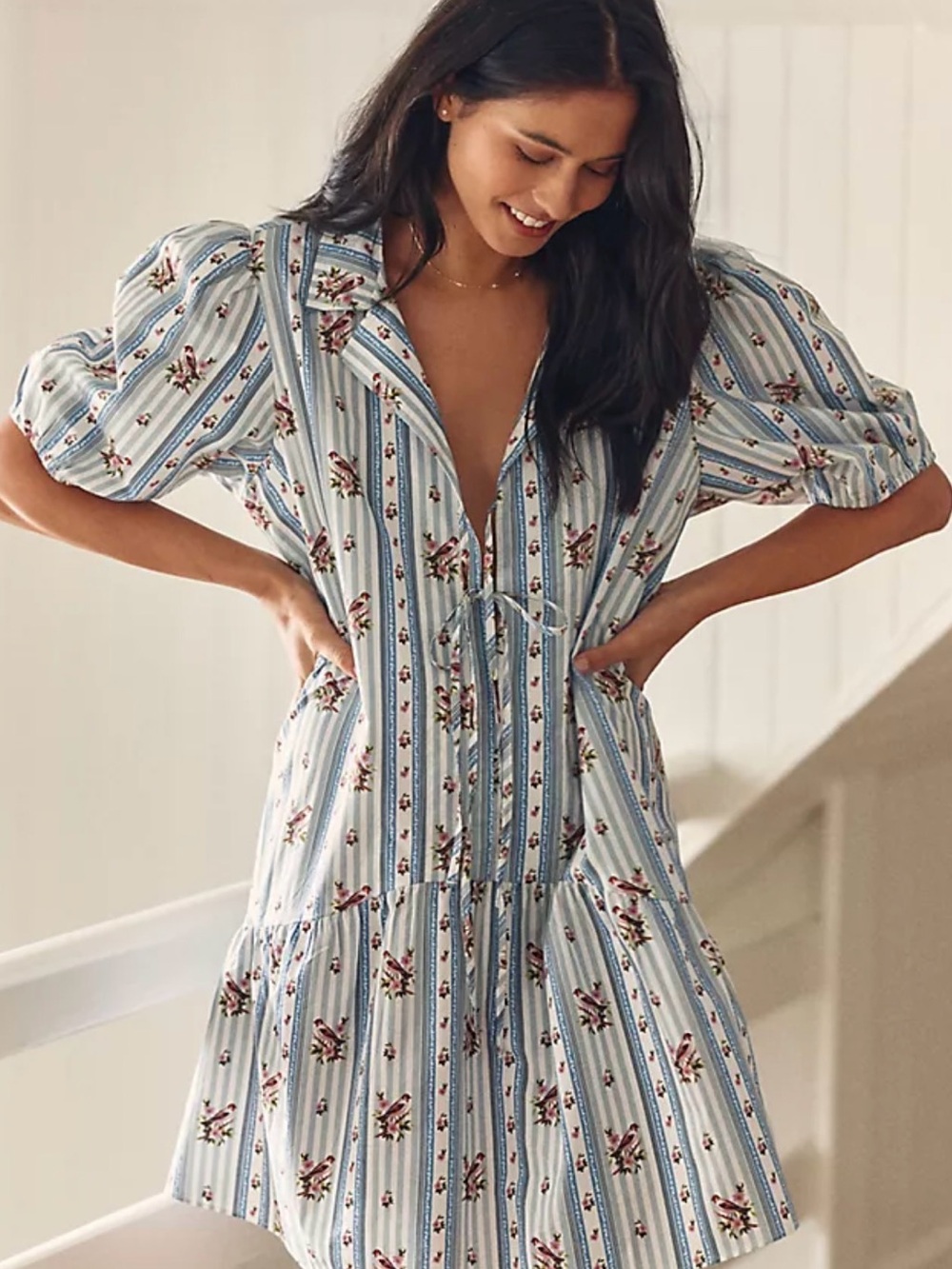 Anthropologie LyreBird Puff Sleeve Striped Mini Dress
Size: M